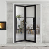 Two Folding Doors & Frame Kit - Tribeca 3 Pane Black Primed 2+0 - Clear Glass