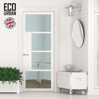 Image: Boston 4 Pane Solid Wood Internal Door UK Made DD6311G - Clear Glass - Eco-Urban® Cloud White Premium Primed