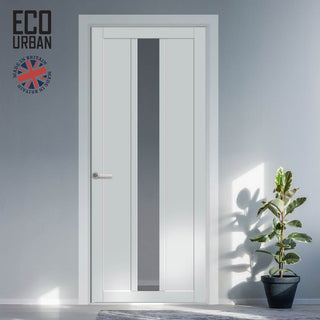 Image: Handmade Eco-Urban Cornwall 1 Pane 2 Panel Solid Wood Internal Door UK Made DD6404G Clear Glass - Eco-Urban® Cloud White Premium Primed