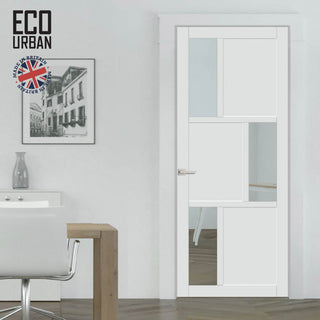 Image: Handmade Eco-Urban Tokyo 3 Pane 3 Panel Solid Wood Internal Door UK Made DD6423G Clear Glass - Eco-Urban® Cloud White Premium Primed