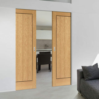 Image: Clementine Oak Absolute Evokit Double Pocket Doors - Prefinished