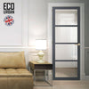 Brooklyn 4 Pane Solid Wood Internal Door UK Made DD6308G - Clear Glass - Eco-Urban® Stormy Grey Premium Primed