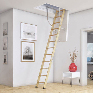 Image: Dolle Wooden Loft Ladder - ClickFix 76G - Insulated Door, Max Ceiling Height 2740mm