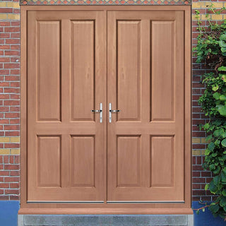 Image: Colonial Exterior 4 Panel Hardwood Double Door and Frame Set, From LPD Joinery