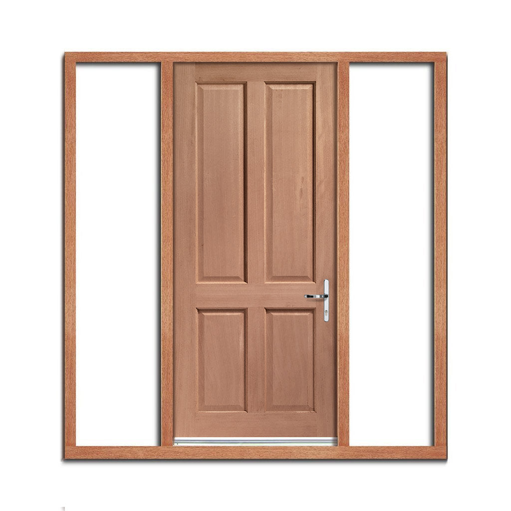 Colonial 4 Panel External Hardwood Door and Frame Set - Two Unglazed Side Screens, From LPD Joinery