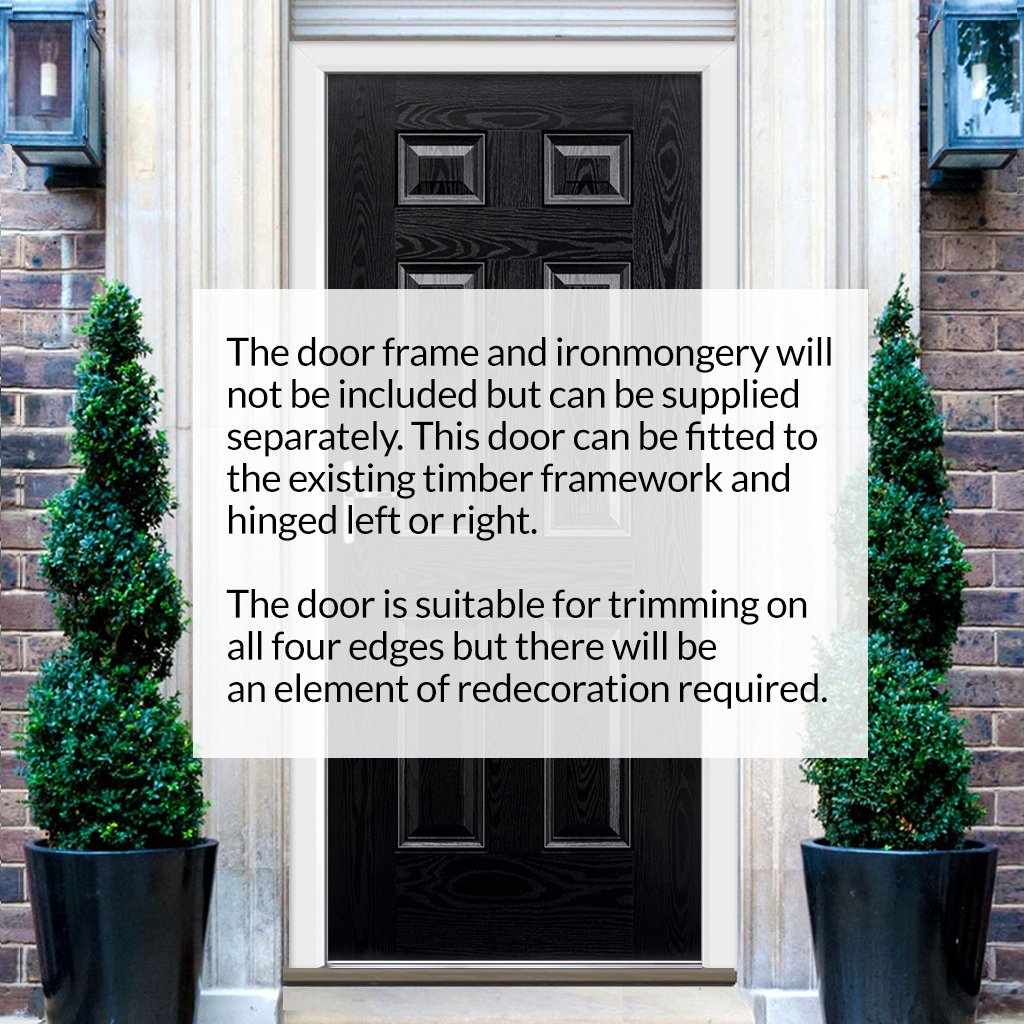 GRP Black & White Colonial 6 Panel Composite Door