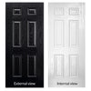 GRP Black & White Colonial 6 Panel Composite Door - Two Leaded Sidelights