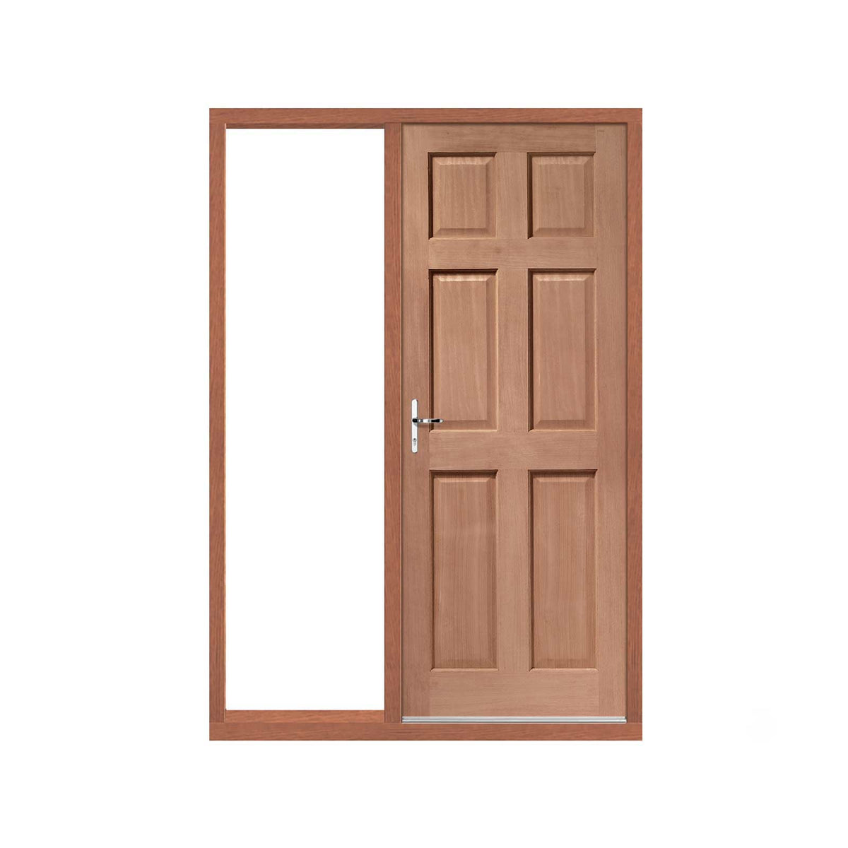 Colonial External Mahogany 6 Panel Door and Frame Set - One Unglazed Side Screen