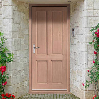 Image: Colonial Exterior 4 Panel Hardwood Front Door