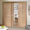 Bespoke Thruslide Colonial Oak 6 Panel - 3 Sliding Doors and Frame Kit