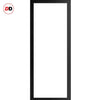 Top Mounted Black Sliding Track & Solid Wood Door - Eco-Urban® Baltimore 1 Pane Solid Wood Door DD6301SG - Frosted Glass - Shadow Black Premium Primed