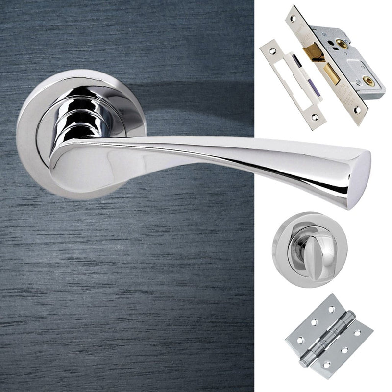 Colorado Status Bathroom Lever on Round Rose - Polished Chrome Handle Pack