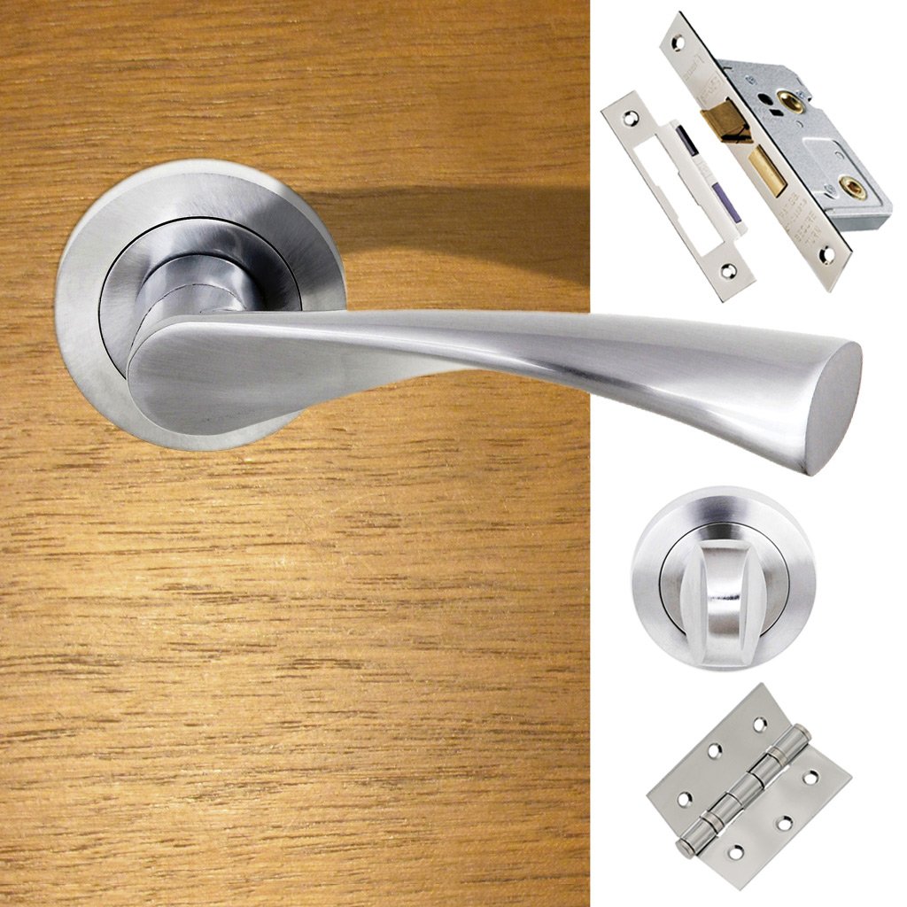 Colorado Status Bathroom Lever on Round Rose - Satin Chrome Handle Pack