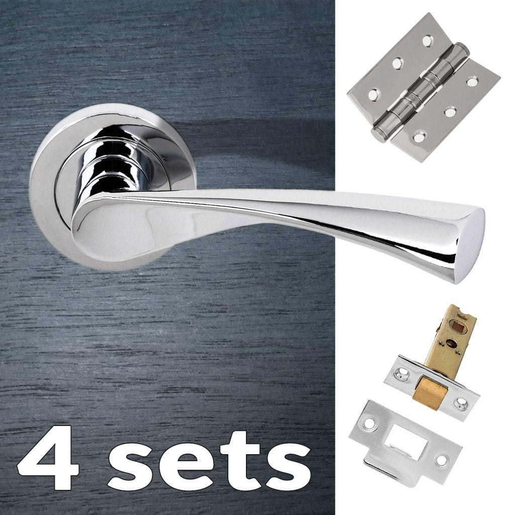 Four Pack Colorado Status Lever on Round Rose - Polished Chrome Handle