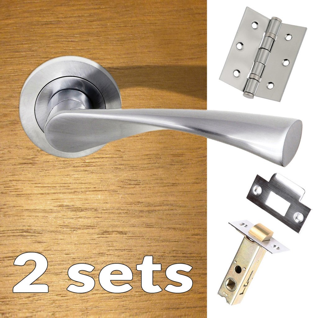 Two Pack Colorado Status Lever on Round Rose - Satin Chrome Handle