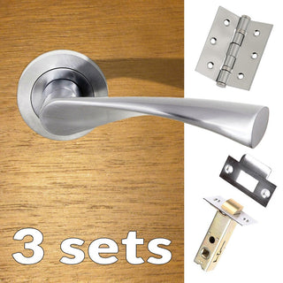 Image: Three Pack Colorado Status Lever on Round Rose - Satin Chrome Handle