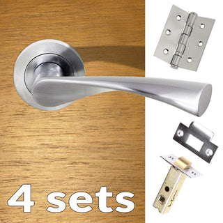 Image: Four Pack Colorado Status Lever on Round Rose - Satin Chrome Handle