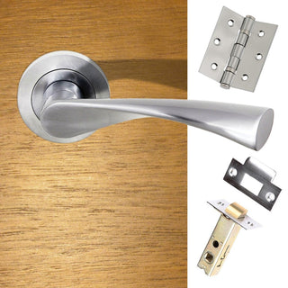 Image: Colorado Status Lever on Round Rose - Satin Chrome Handle Pack