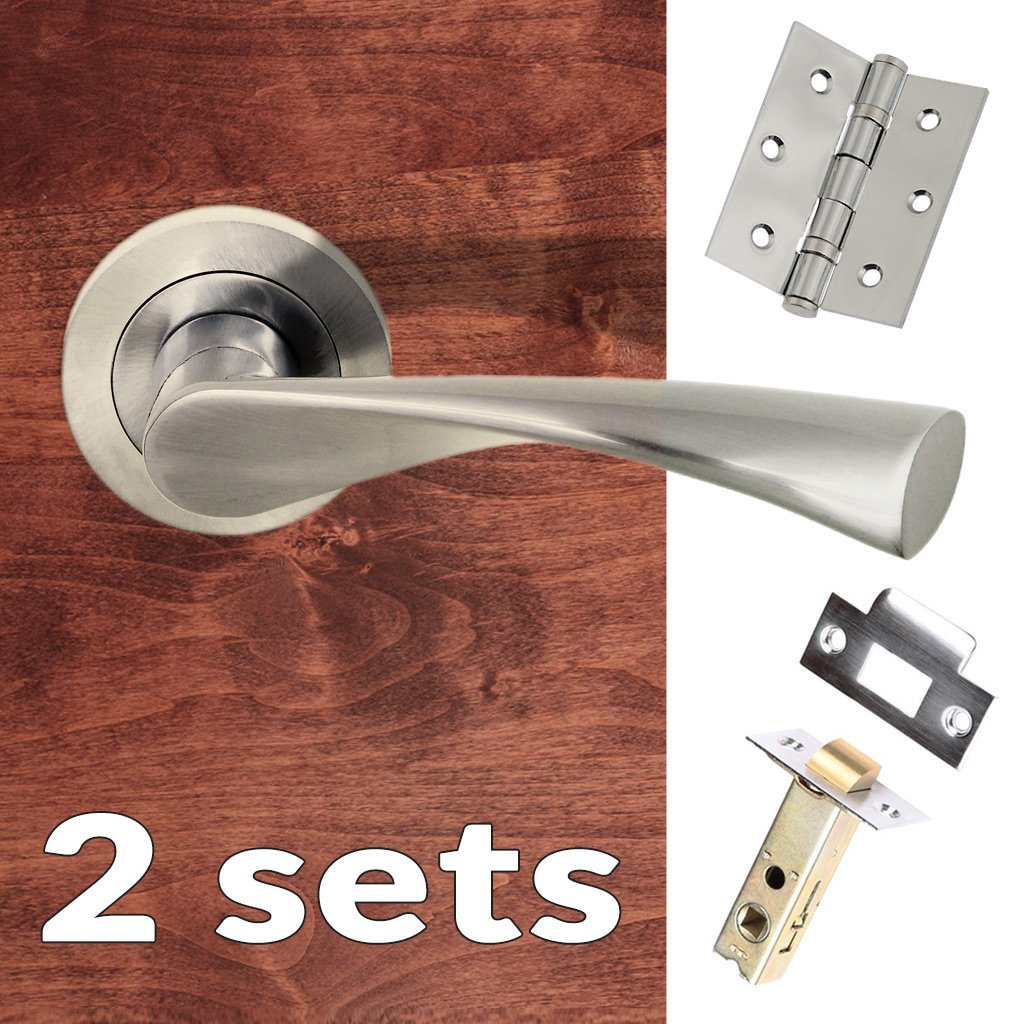 Two Pack Colorado Status Lever on Round Rose - Satin Nickel Handle