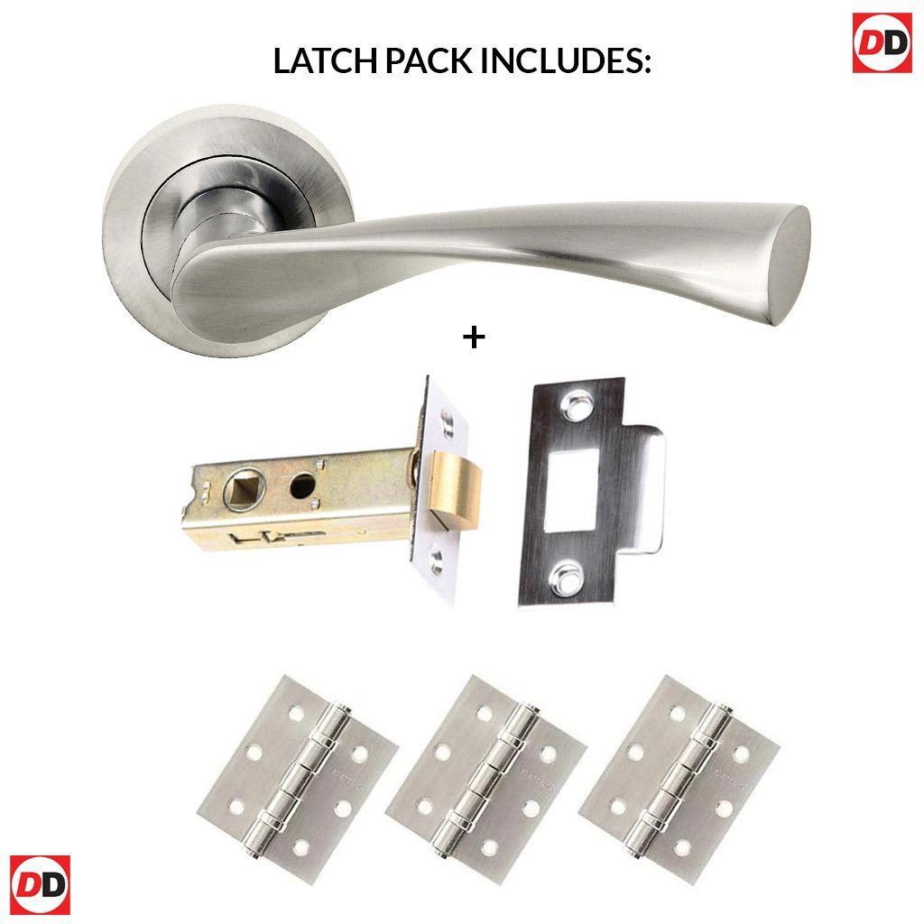 Colorado Status Lever on Round Rose - Satin Nickel Handle Pack