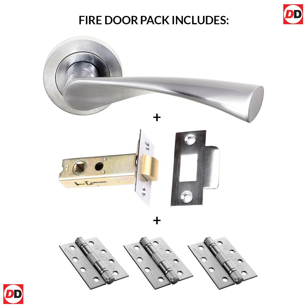 Colorado Status Fire Lever on Round Rose - Satin Chrome Handle Pack