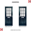 Premium Composite Front Door Set - Mulsanne 1 Geo Bar Cotswold Glass - Shown in Blue