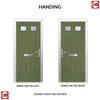 Composite Fire Front Door Set - Camarque 2 with Clear Glass - Shown in Reed Green