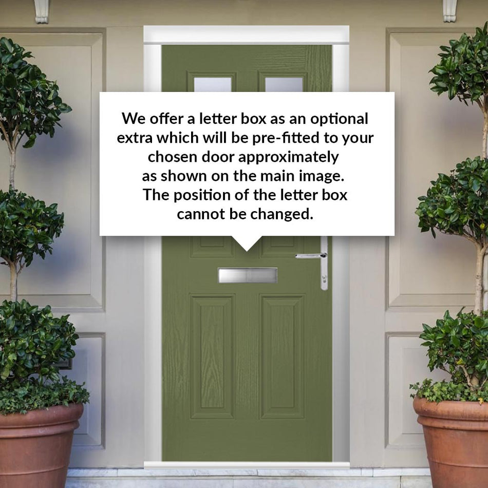 Composite Fire Front Door Set - Camarque 2 with Clear Glass - Shown in Reed Green