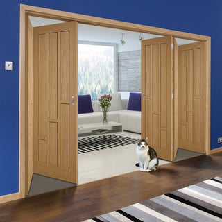 Image: Five Folding Doors & Frame Kit - Coventry Contemporary Panel Oak 3+2 - Unfinished