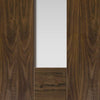 Single Sliding Door & Track - Axis Shaker Walnut Door - Clear Glass - Prefinished