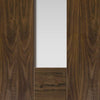 Single Sliding Door & Wall Track - Axis Walnut Shaker Door - Clear Glass - Prefinished
