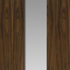 Double Sliding Door & Wall Track - Axis Walnut Shaker Doors - Clear Glass - Prefinished