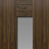 Double Sliding Door & Wall Track - Axis Walnut Shaker Doors - Clear Glass - Prefinished