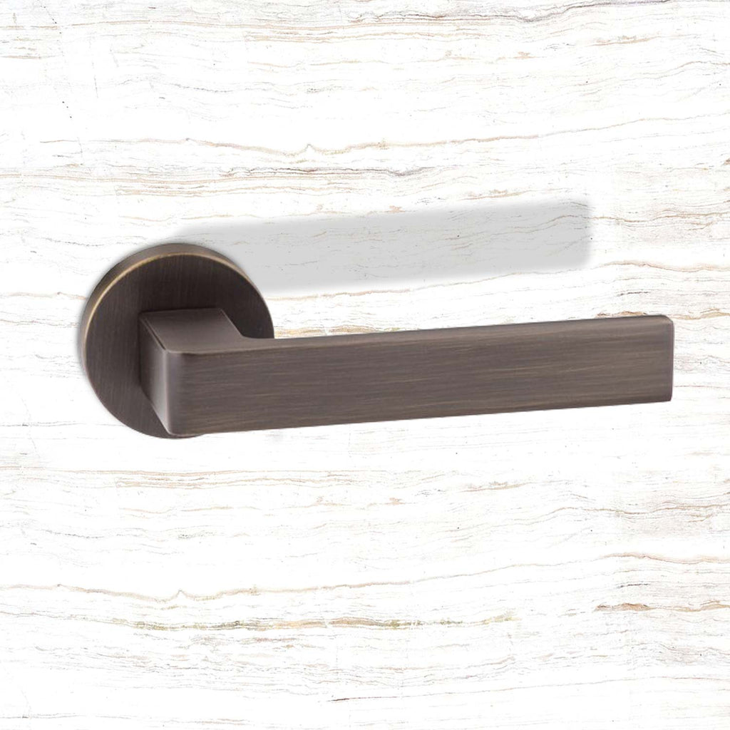 Forme Asti Designer Lever on Minimal Round Rose - Urban Bronze