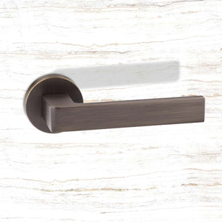 Image: Forme Asti Designer Lever on Minimal Round Rose - Urban Bronze