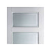 Contemporary 4 Pane Door - Sandblasted Clear Lines - White Primed
