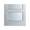 Contemporary 4 Pane Door - Sandblasted Clear Lines - White Primed