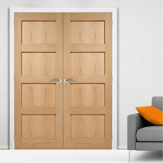 Image: LPD Joinery Bespoke Contemporary 4P Oak Fire Door Pair - 1/2 Hour Fire Rated