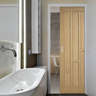 Image: Coventry Oak 6 Panel Single Evokit Pocket Door - Prefinished