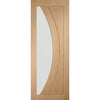 Double Sliding Door & Wall Track - Salerno Oak Doors - Clear Glass - Prefinished