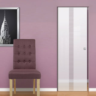 Image: Duns 8mm Obscure Glass - Clear Printed Design - Single Absolute Pocket Door