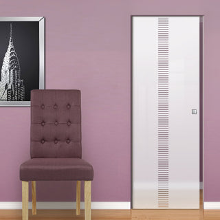 Image: Duns 8mm Obscure Glass - Clear Printed Design - Single Absolute Pocket Door