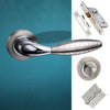 Oran Mediterranean Bathroom Lever On Rose - Satin Nickel - Polished Chrome Handle Pack