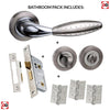 Oran Mediterranean Bathroom Lever On Rose - Satin Nickel - Polished Chrome Handle Pack