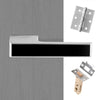 Tupai Rapido VersaLine Tobar Lever on Long Rose - Pearl Black Decorative Plate - Satin Chrome Handle Pack