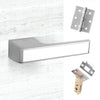 Tupai Rapido VersaLine Tobar Lever on Long Rose - White Decorative Plate - Satin Chrome Handle Pack