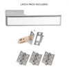 Tupai Rapido VersaLine Tobar Lever on Long Rose - White Decorative Plate - Satin Chrome Handle Pack