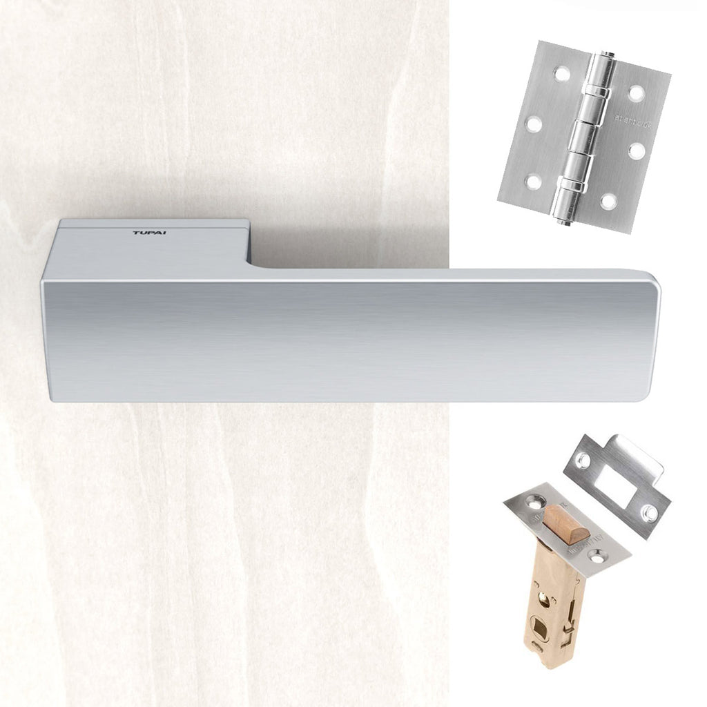 Tupai Rapido RetaLine Cartelle Designer Lever on Long Rose - Satin Chrome Handle Pack