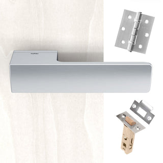 Image: Tupai Rapido RetaLine Cartelle Designer Lever on Long Rose - Satin Chrome Handle Pack