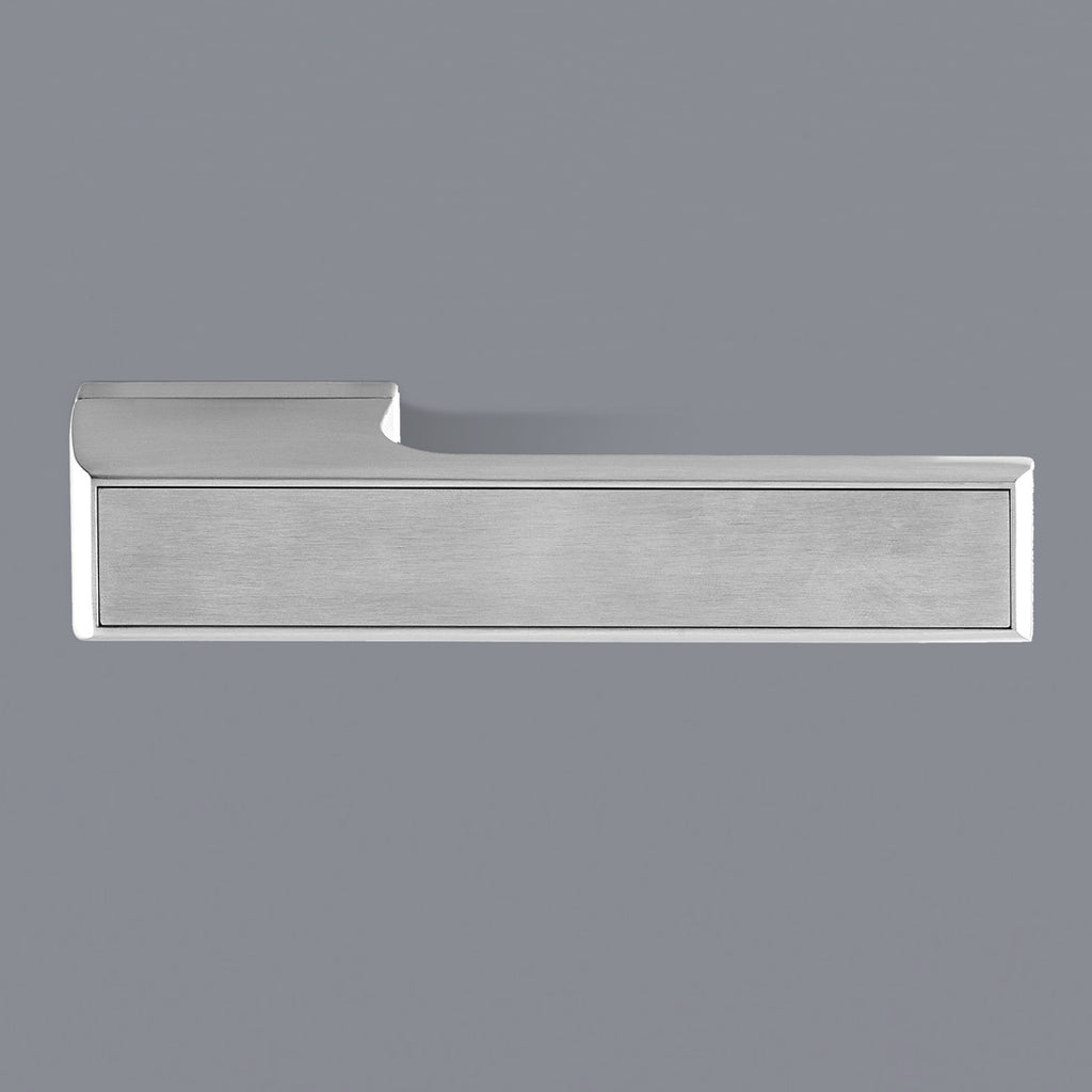 Tupai Rapido VersaLine Tobar Lever on Long Rose - Satin Stainless Steel Decorative Plate - Satin Chrome